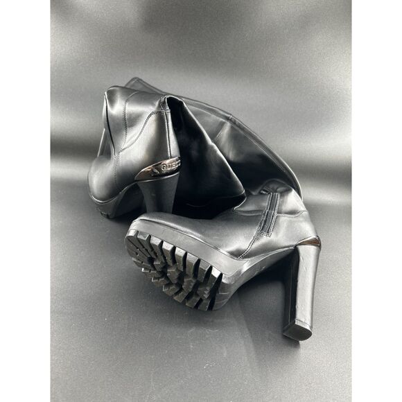 Guess ,Wm, Taylin, Faux Leather, Lug Sole, Thigh-High Boots, Blk, 9 1/2 M, Zip - Picture 12 of 12